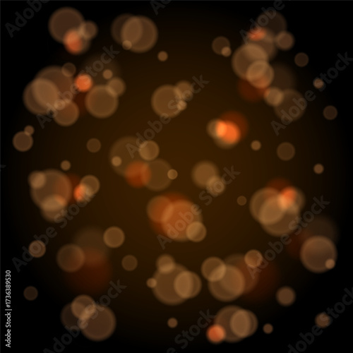 Christmas glowing bokeh and glitter overlay texture for your design on transparent background. Golden particles abstract vector background.