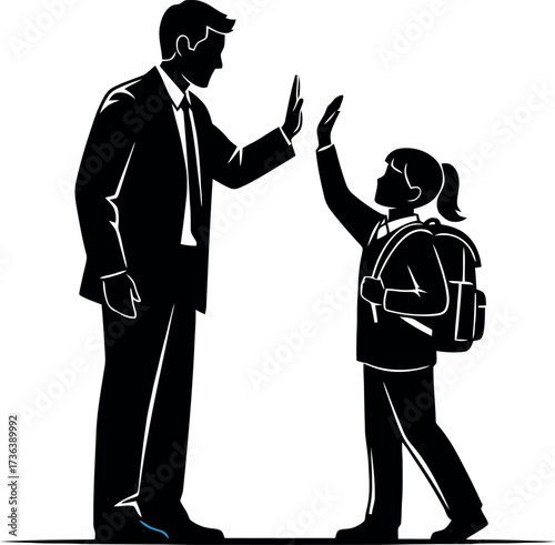 Father and Daughter High Five Before School.