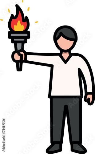 Person holding a torch representing enlightenment and knowledge in the darkness.