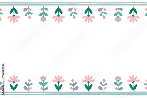 Pastel Floral Frame with Copy Space Delicate Botanical Border Design