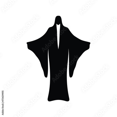 Mysterious figure in long robe with arms outstretched in a blessing gesture
