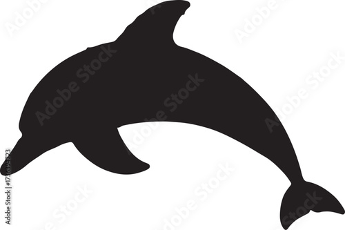 vector illustration of a dolphin, dolphin vector silhouette icon , Dolphin vector black and white