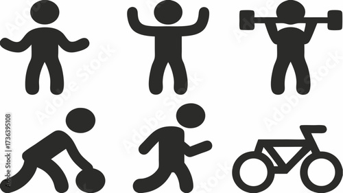 Inspiring fitness icons showcase active lifestyles, sports, and healthy habits perfect for wellness promotions and gym advertising, originally vector graphic