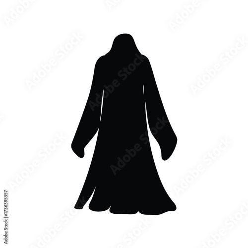 Enigmatic Figure in Black Robe Depicting a Mysterious and Cloaked Silhouette