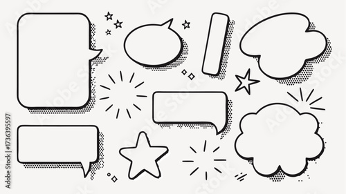Comic book speech bubbles and burst elements ready for your text or message, perfect for adding a retro feel to any presentation or project