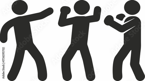 Dynamic fitness training session featuring boxing stances, perfect for sports, wellness, and active lifestyle promotions in a clean, modern design