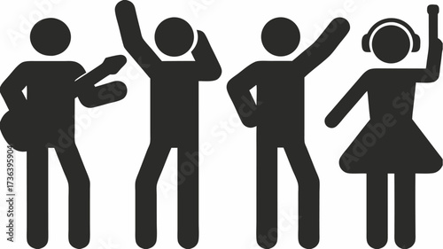 Celebrate the Music Festival Vibes with Cheerful Crowd Silhouettes, Perfect for Event Promotion and Energetic Visuals in Your Next Project