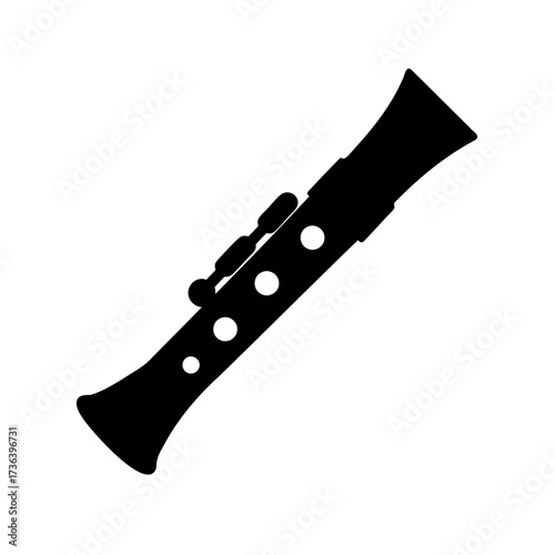 Silhouette of a clarinet, a woodwind instrument in the music industry