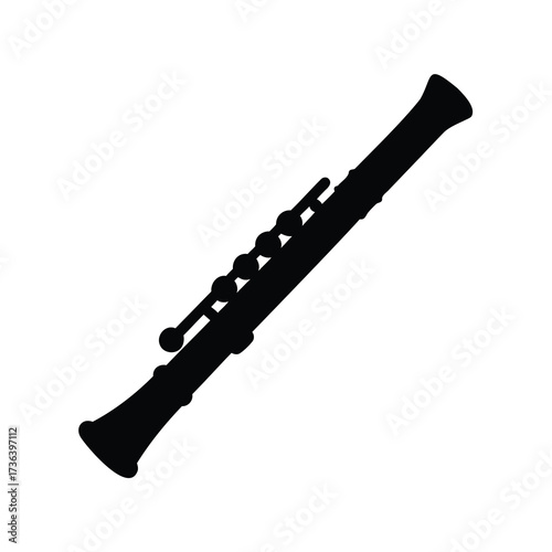 Silhouette of a woodwind instrument, likely an oboe or a clarinet