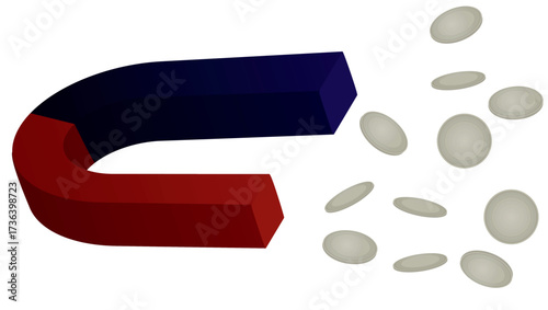 Magnet and coins. vector illustration	