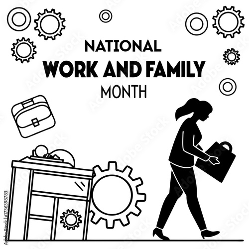 NATIONAL WORK AND FAMILY MONTH vector illustration