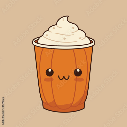 Pumpkin spice drink. Latte coffee with whipped cream