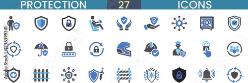 Diverse collection of 22 digital protection and security icons for modern concepts vector