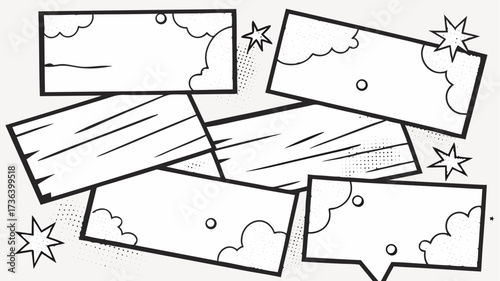 Dynamic comic book style burst frames with halftone dots and stars, perfect for adding bold emphasis to your message or design with retro vibes