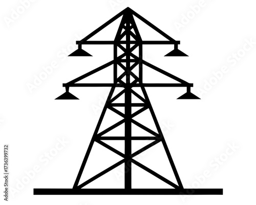 electrical transmission tower black silhouette vector