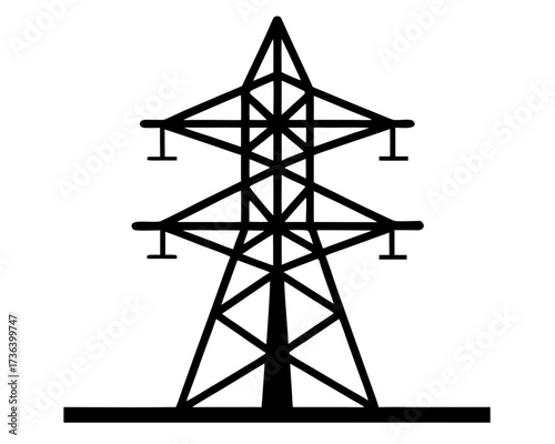 electrical transmission tower black silhouette vector