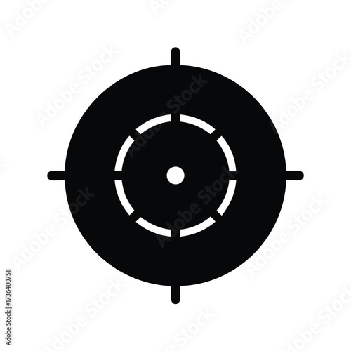 Symmetrical target with an inner circle of segmented rings and crosshairs