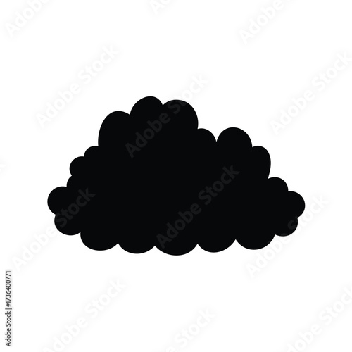 Stylized dark cloud silhouette on white background, abstract and simple design