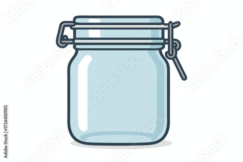 A Detailed Vector Illustration of a Glass Jar with a Metal Clasp