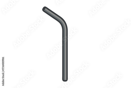 A Bent Gray Drinking Straw Isolated Against a Transparent Background