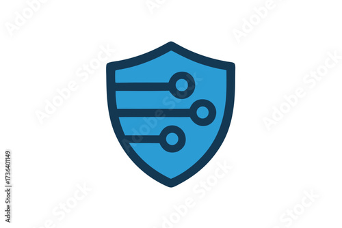 Digital Security Shield Icon Depicting Data Protection and Network Safety