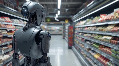 Robot shopping in supermarket