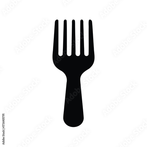 Simple and Elegant Black Fork Silhouette for Dining and Culinary Arts