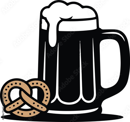 Beer pretzel silhouette vector