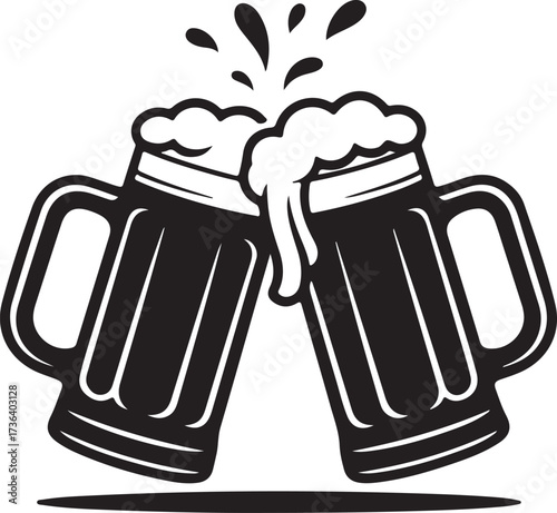 Cheers beer silhouette vector