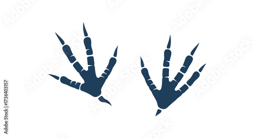 Bird Footprints Isolated on White Background.