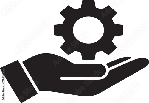 Hand Holding Gear Icon for Service and Technical Support