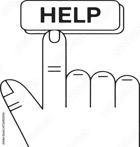 Hand Pressing Help Button for Support and Assistance