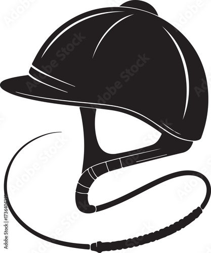 Jockey helmet whip silhouette vector