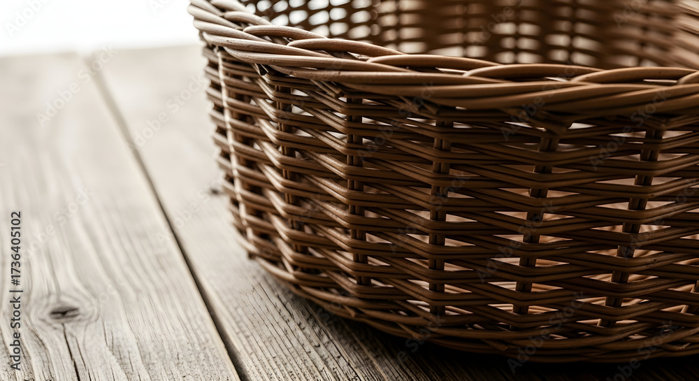 Obraz premium Woven basket on wooden surface
