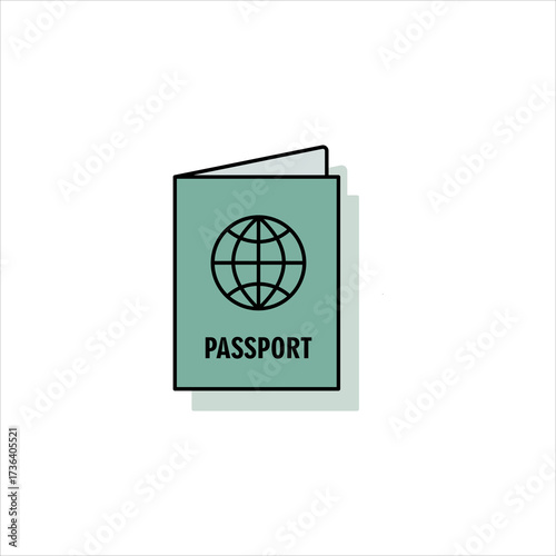 Passport Icon Travel and Identity Illustration, Globe Symbol for International Travel