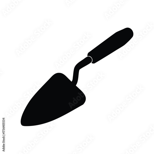 Silhouette of a trowel, a common hand tool used in gardening