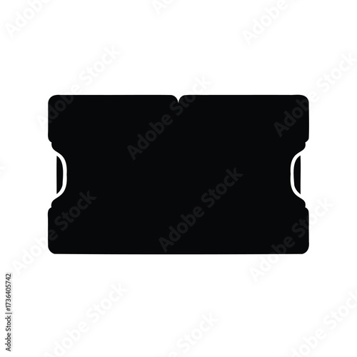 Simple black and white ticket stub illustration for events and admissions