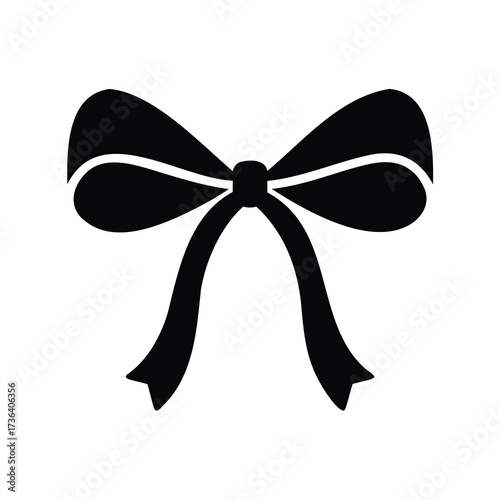 Elegant black ribbon bow, a classic symbol of gifts and decoration