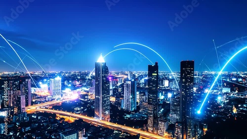 Futuristic glowing neural network animation showing artificial intelligence deep learning and data connectivity in digital background