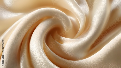 Luxurious fabric elegantly swirled, showcasing flowing curves and soft textures in a mesmerizing display.