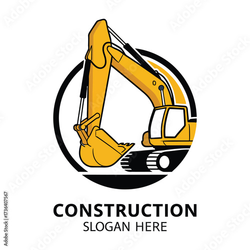 logo excavator vector illustration