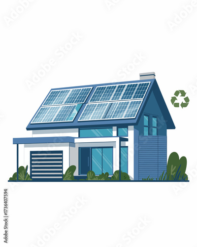 Modern Eco Friendly House with Solar Panels Sustainable Living and Renewable Energy Technologies Future of Green Energy