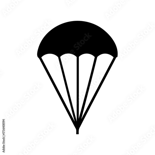 Simplified black and white parachute icon for skydiving or safety purposes