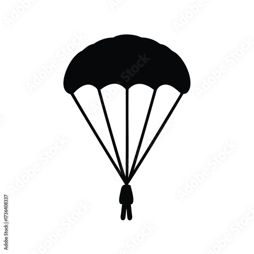 Silhouette of a Parachute with Person Hanging, Suspended in the Air