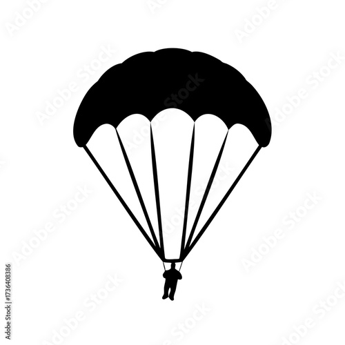 Silhouette of a Parachutist in Freefall, Showing the Complete Parachute System
