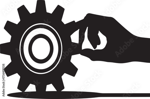 Hand Holding Gear Symbolizing Engineering and Industrial Process Concept