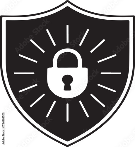 Shield with Padlock Icon Representing Security and Data Protection