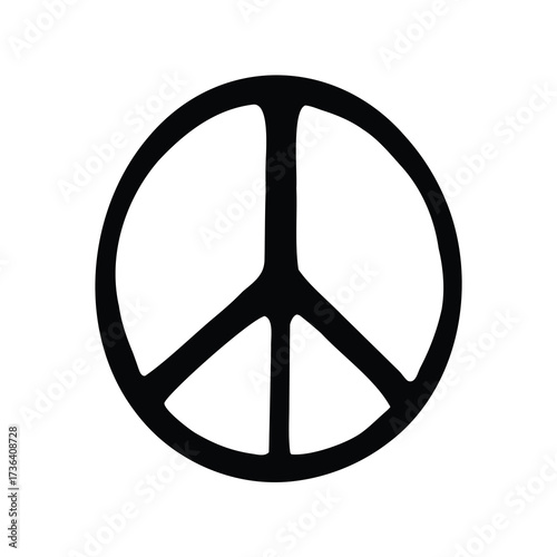 Black peace symbol icon isolated on white background conveying a message of harmony
