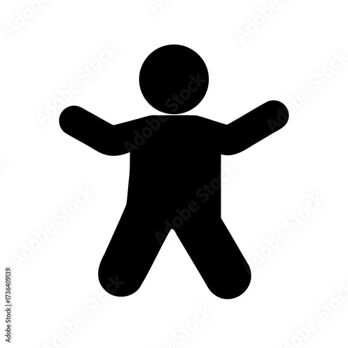 Silhouette of a person standing with arms outstretched and legs apart