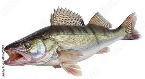 Obraz na płótnie Isolated walleye fish predator with teeth, a freshwater perciform fish with ligh
